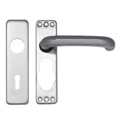 Asec Aluminium Door Handle On Plate Silver